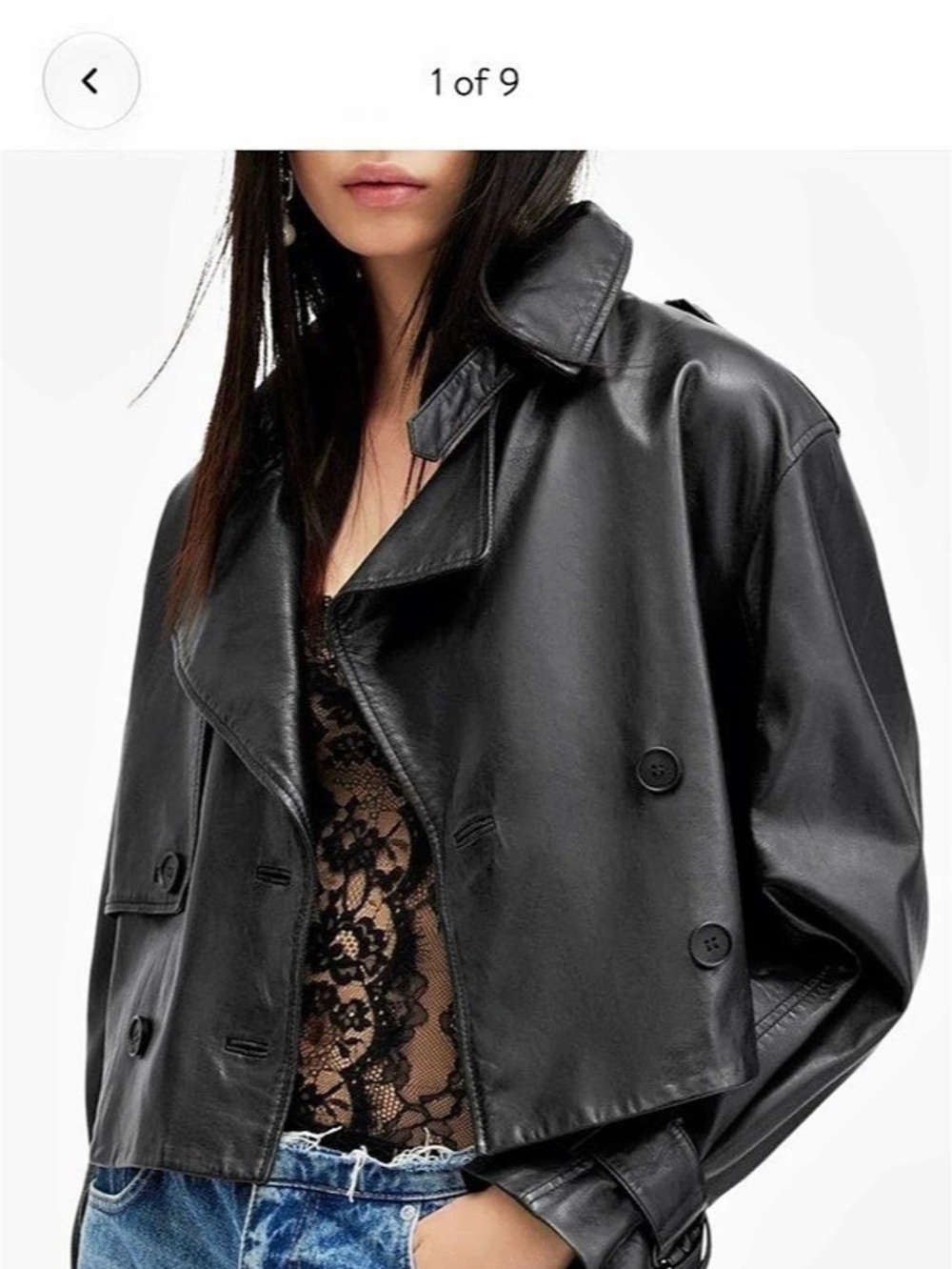 AllSaints Hendry Cropped Leather Trench Coat Black Small